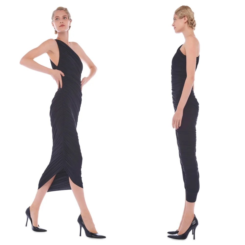 Norma Kamali One Shoulder Diana Gown Black Small